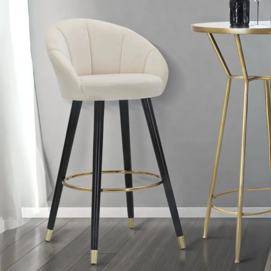 BANCO DE BAR PRAGUE 55X56X104 CM CREME, DOURADO E PRETO