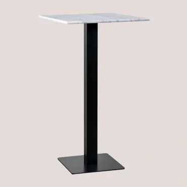 Mesa Alta De Bar Quadrada 60x60 Cm Em Mármore Livanto Mármore Branco Guangxi & Preto - Sklum