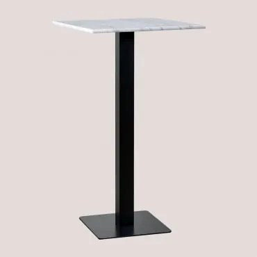 Mesa Alta De Bar Quadrada 60x60 Cm Em Mármore Livanto Mármore Branco & Preto - Sklum