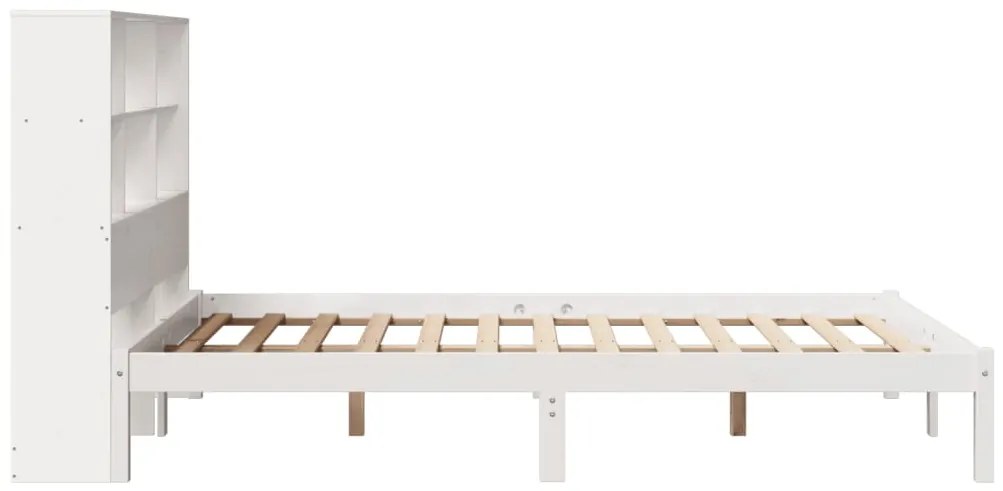Cama com estante sem colchão 120x200 cm pinho maciço branco