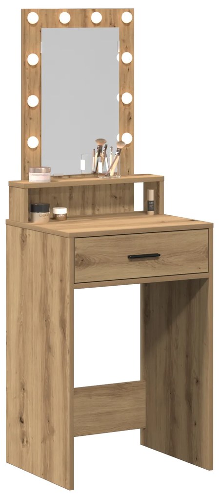 Mesa de Maquiagem vidaXL com Luzes LED Carvalho Artisan 50x41x140 cm