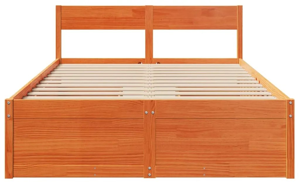 Cama sem colchão 120x200 cm madeira pinho maciça castanho-mel