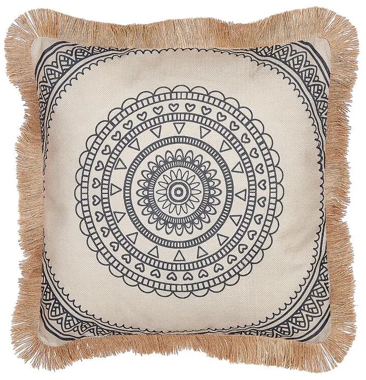 Almofada decorativa creme e preta 45 x 45 cm GERANIUM Beliani