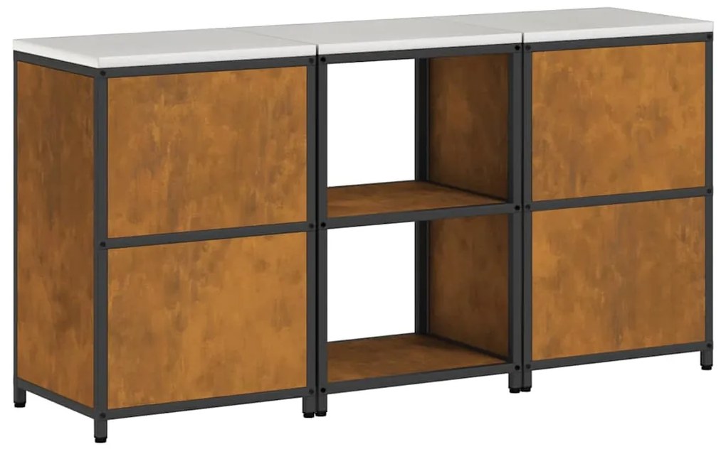 Conjunto de Armazenamento de Cozinha 3 pcs Ferro Enferrujado