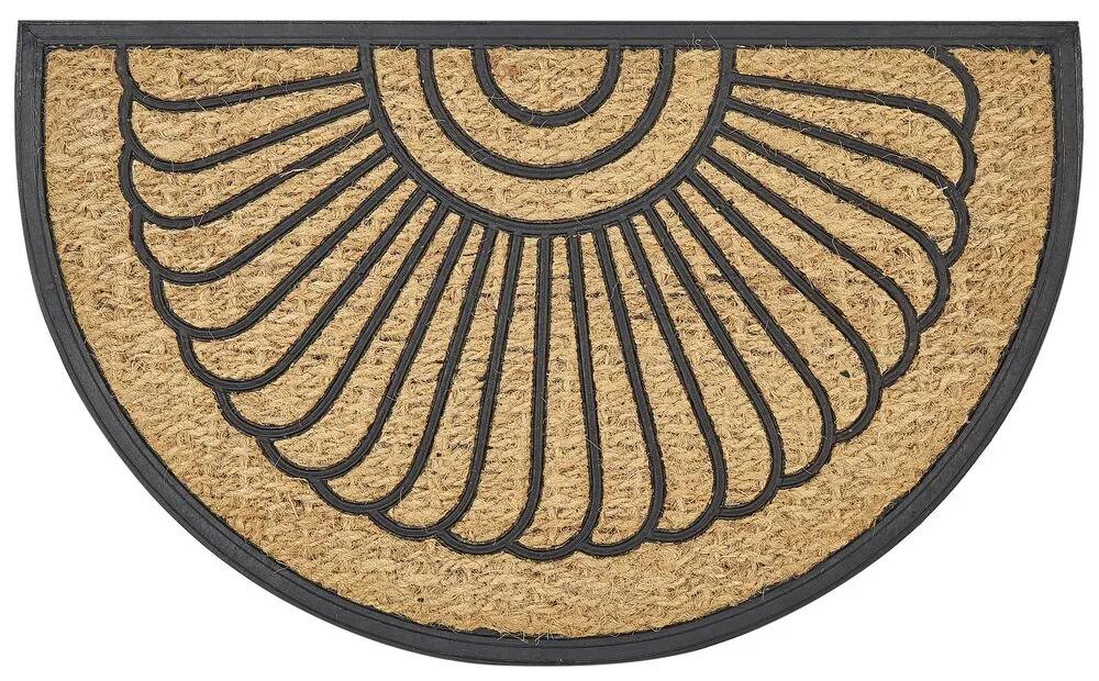 Tapete de entrada semicircular em fibra de coco natural e preta 45 x 75 cm KORYAK Beliani