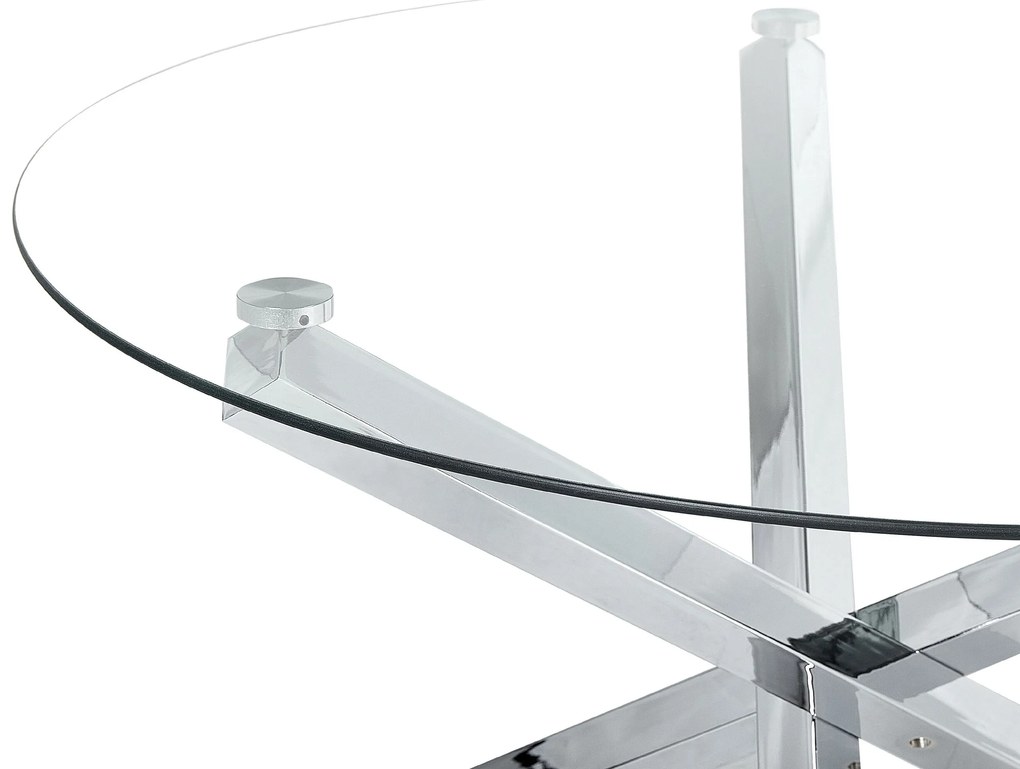 Mesa de jantar em metal prateado e tampo de vidro  ⌀ 110 cm BUTLER Beliani
