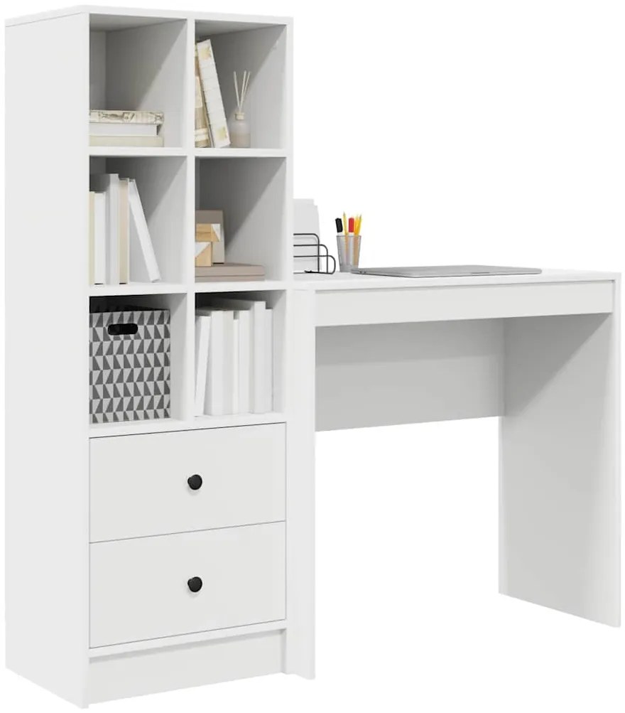 Mesa com Armazenamento Branca Madeira Engenheirada