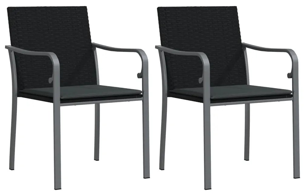 3 pcs conjunto de jantar p/ jardim c/ almofadões vime PE e aço