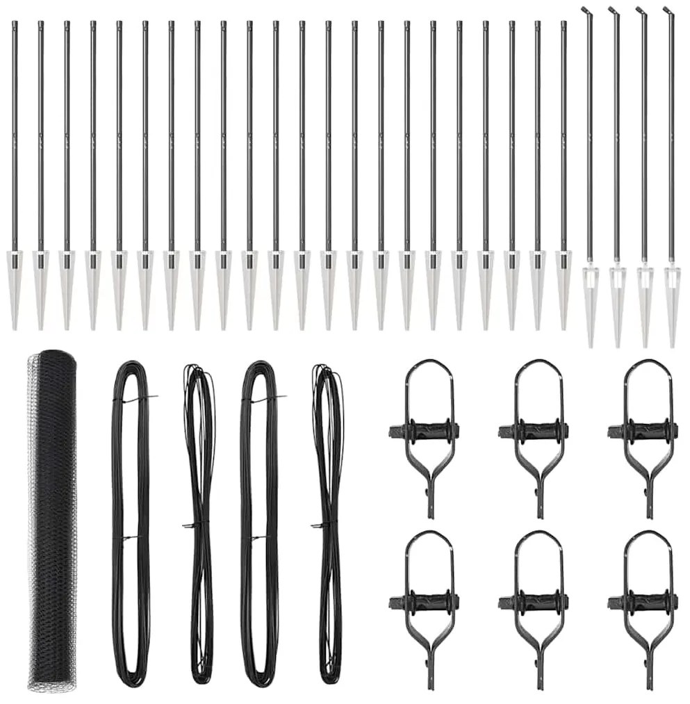 vidaXL Poste de Cerca Cinzeto 50 x 1,2 m (malha de 25 mm) Aço e PVC