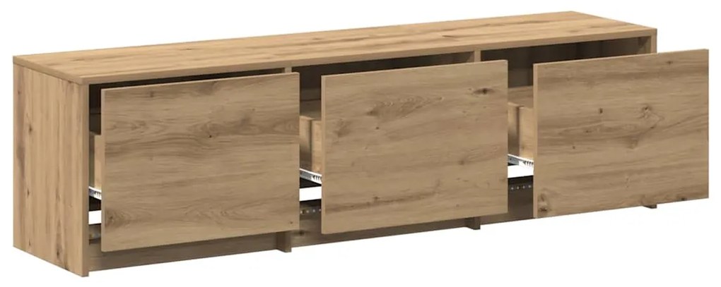 Gabinete de TV com LED Carvalho Artesanal 140x34x40 cm Madeira Derivad