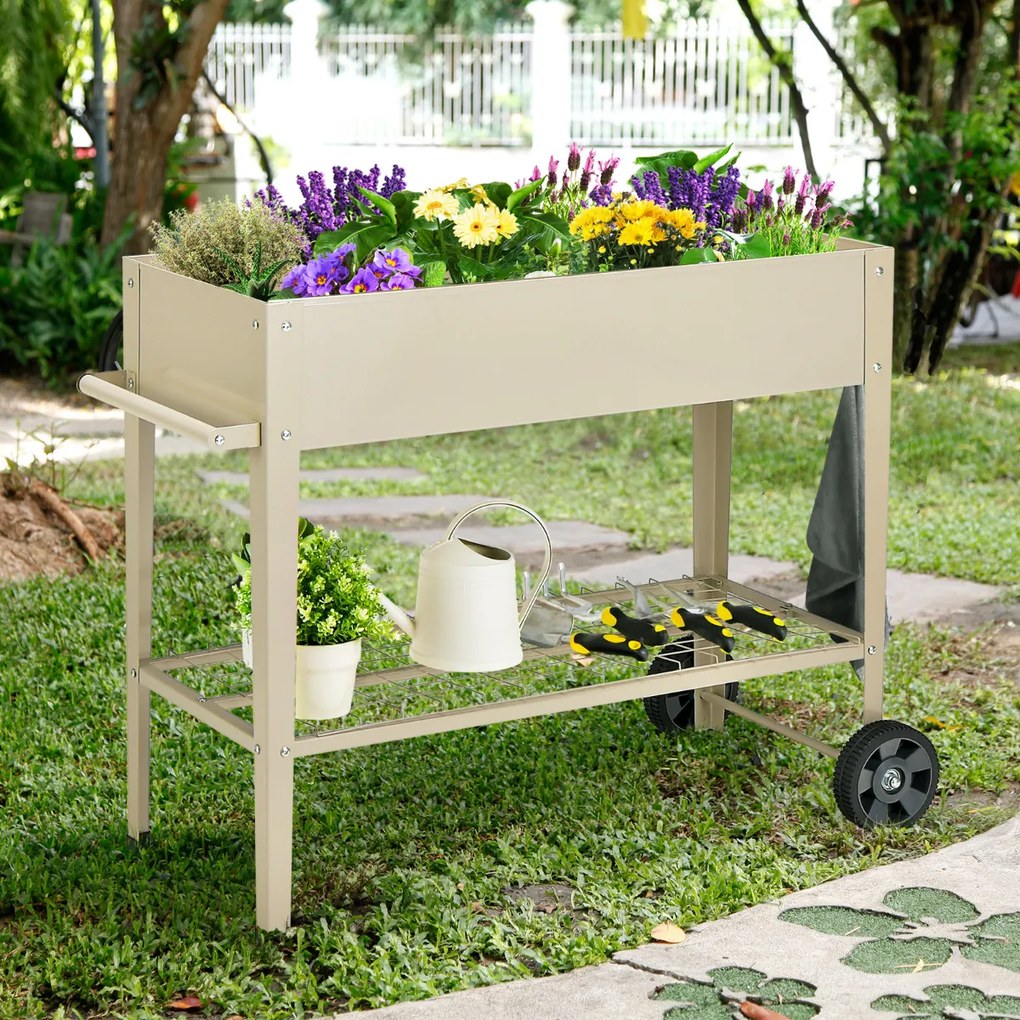 Caixa de cultivo com rodas para plantas e flores 95 x 40 x 80 cm branco