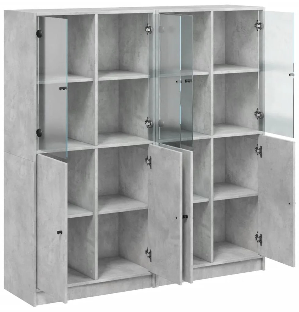 Estante c/ portas 136x37x142 cm derivados madeira cinza cimento