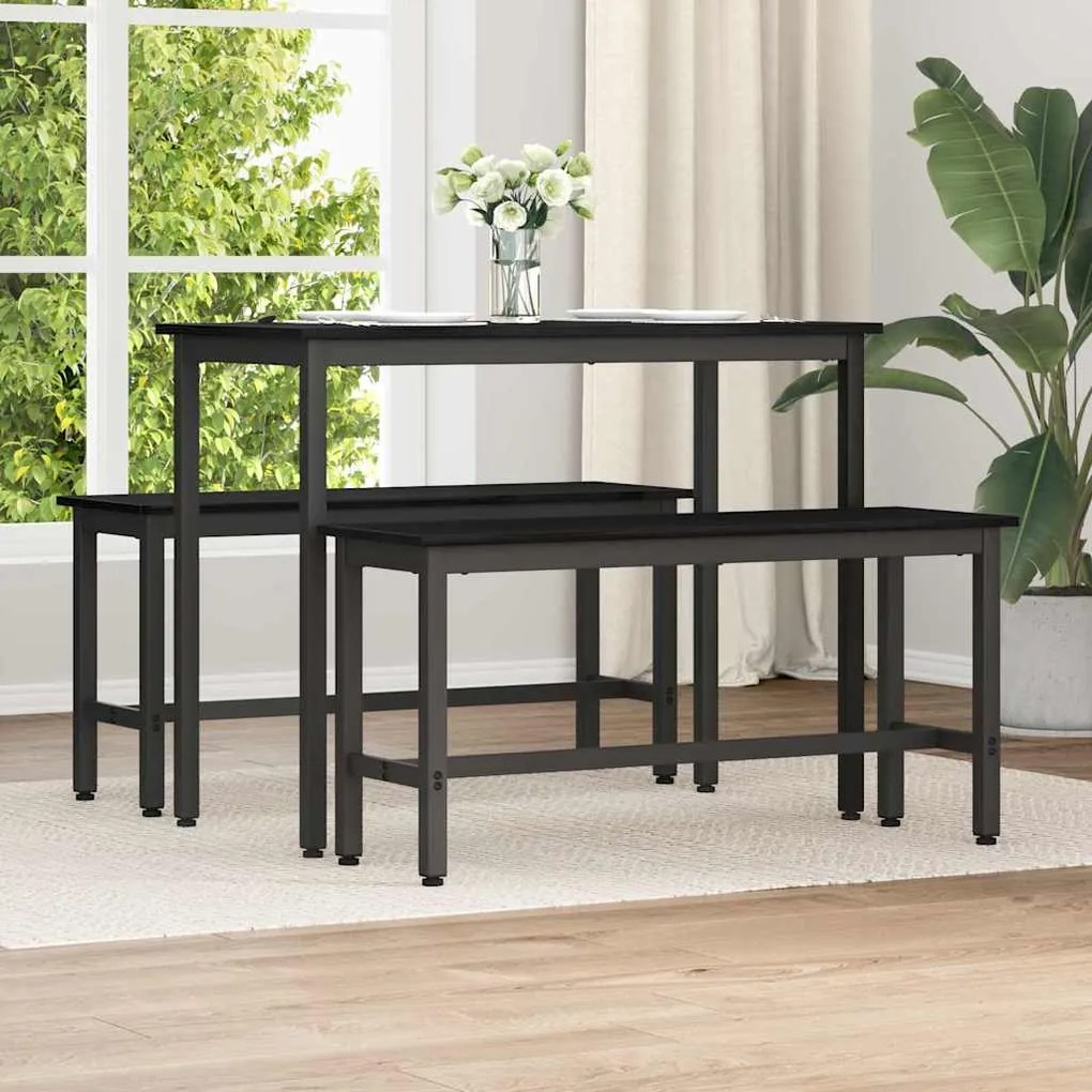 vidaXL Banco de Jantar 2 pcs Carvalho Preto 100 x 32,5 x 48,5 cm