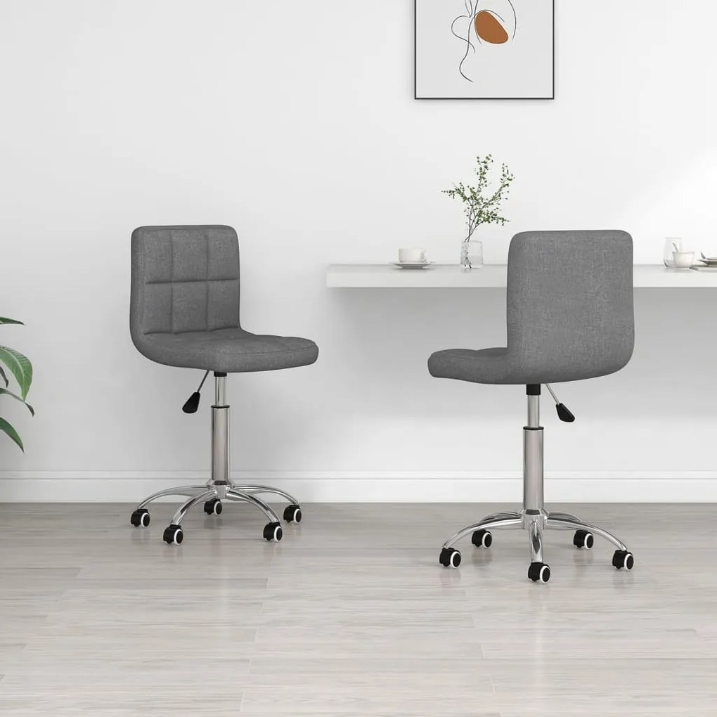vidaXL Cadeiras de jantar giratórias 2 pcs tecido cinzento-claro