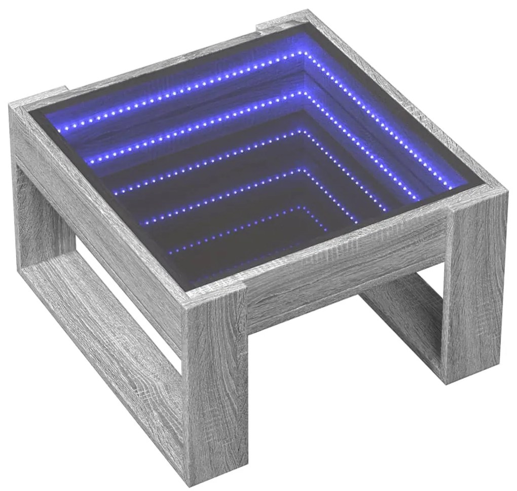 Mesa de centro luzes LED Infinity 50x53x30 cm cinzento sonoma