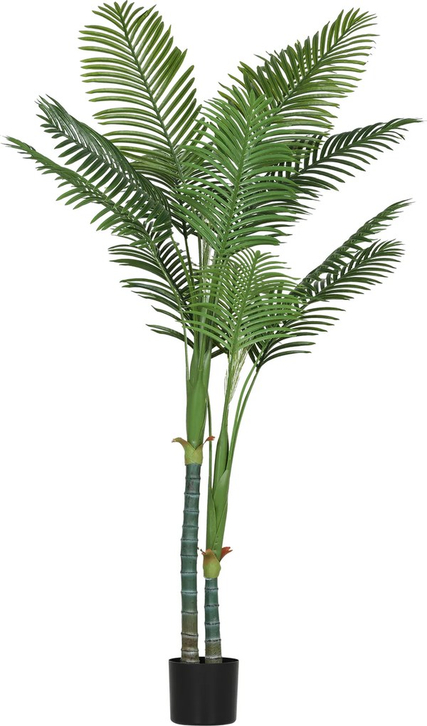 HOMCOM Planta artificial interior 180 cm, palmeira Areca árvore artificial com vaso de plástico e flocagem, verde | Aosom Portugal