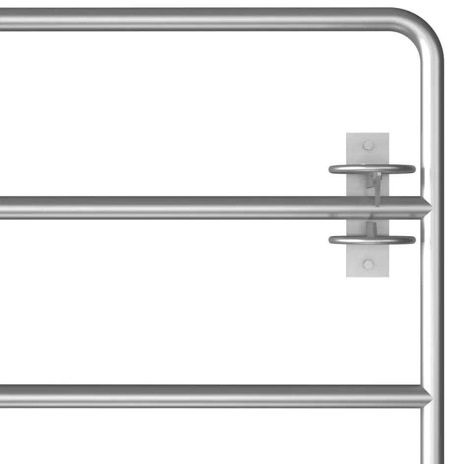 Portão para campo 5 barras aço (115-300)x90 cm prateado