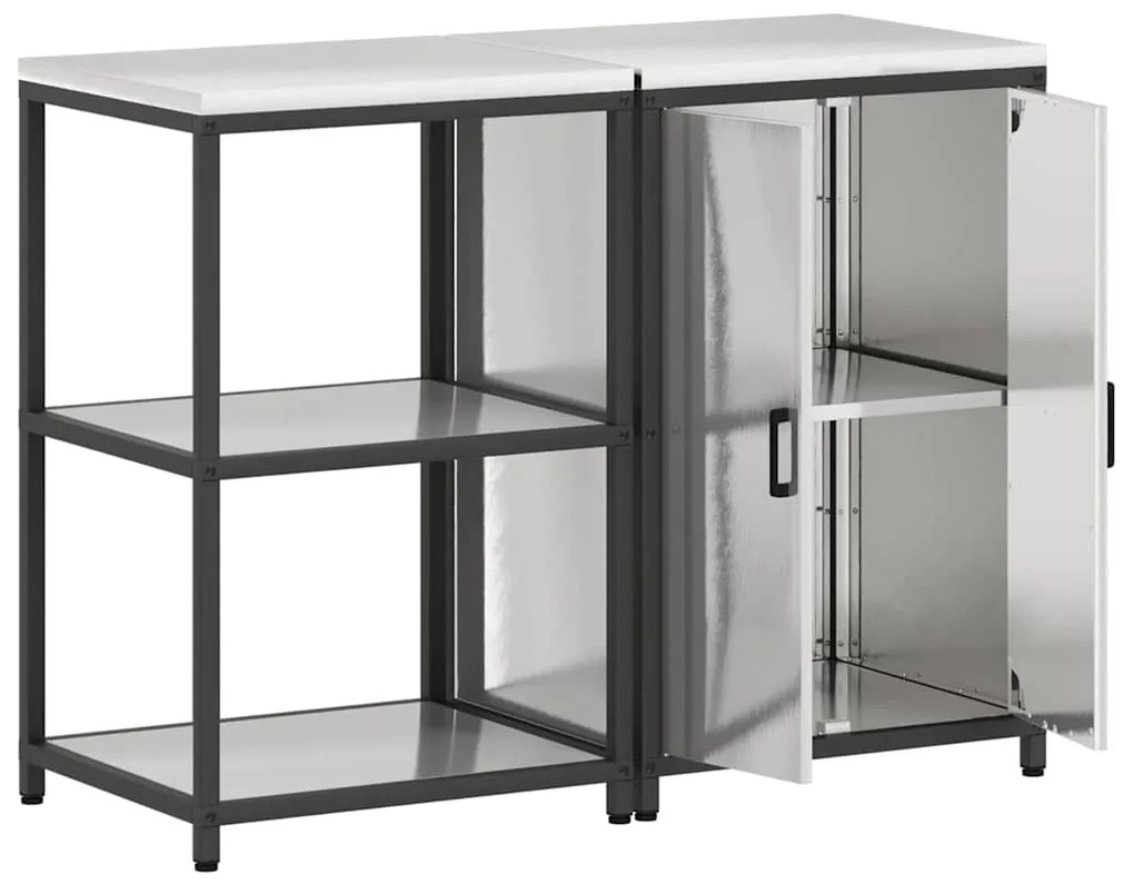 Conjunto de Armazenamento de Cozinha com prateleira 2 pcs Prata