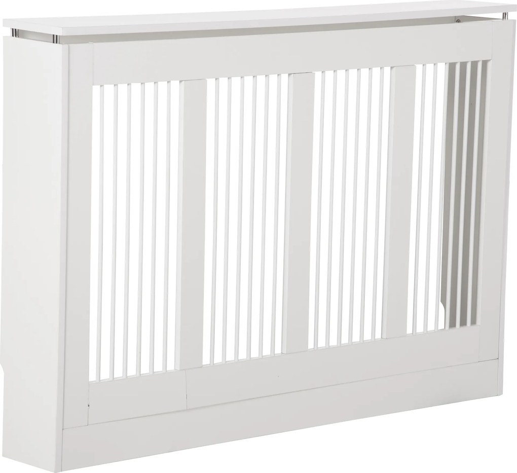 Cobertura para Radiador em MDF com Ripas e Prateleira para Sala e Quarto 120x18x84 cm Branco
