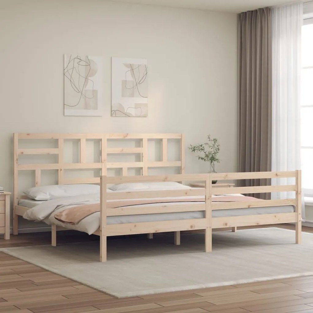 vidaXL Estrutura de cama com cabeceira 200x200 cm madeira maciça