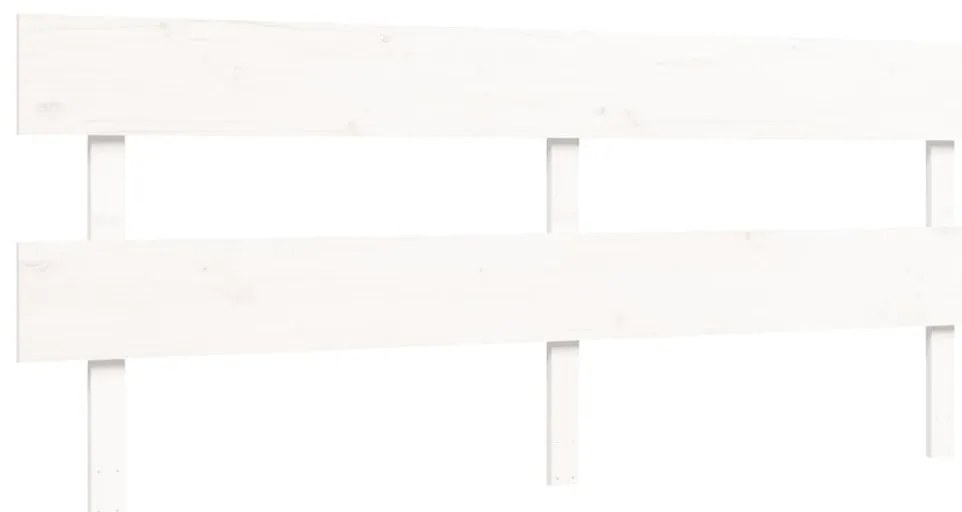 Estrutura de cama com cabeceira 200x200cm madeira maciça branco