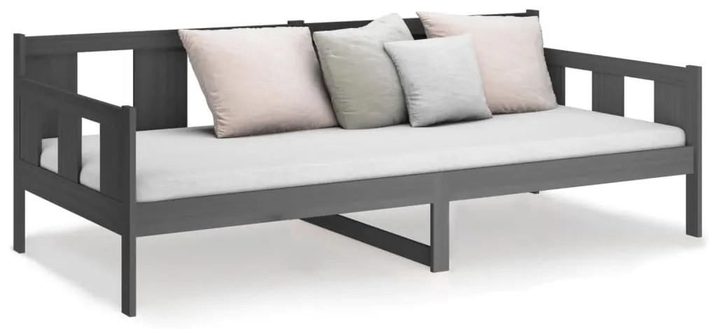 Sofá-cama 80x200 cm madeira de pinho maciça cinzento