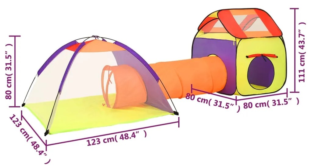 Tenda de brincar infantil 338x123x111 cm multicor