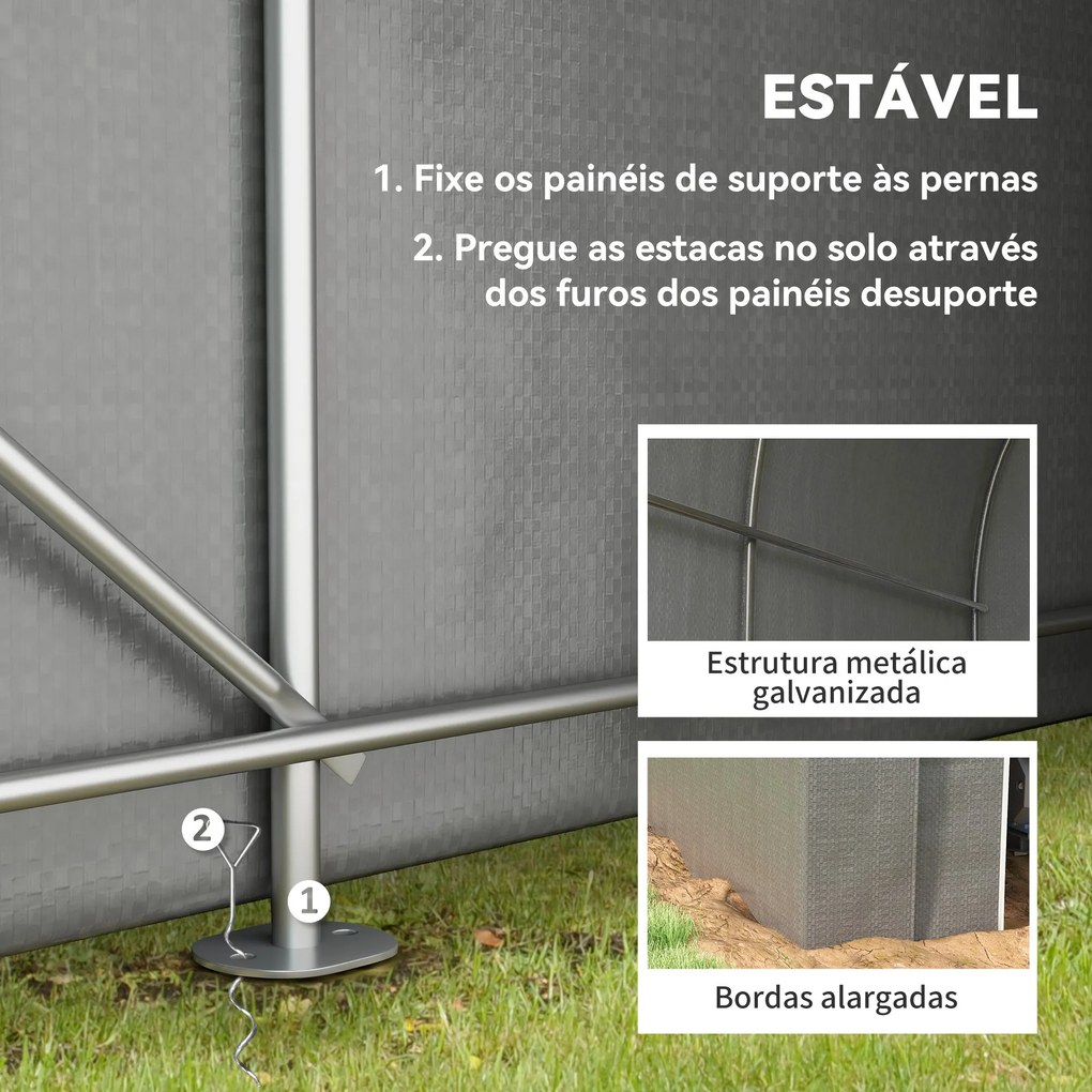 Abrigo de Jardim para Bicicletas com Estrutura em Aço, Porta com Fecho, Impermeável 2,4x1,6x1,9 m Cinzento Claro