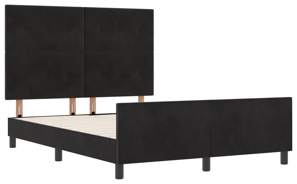 Estrutura de Cama vidaXL Preta 140x190 cm em Veludo