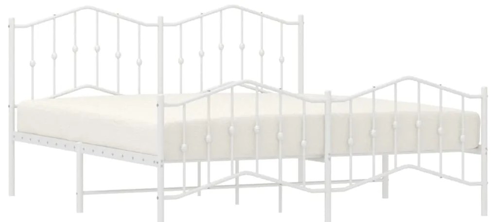 Estrutura de cama com cabeceira e pés 183x213 cm metal branco