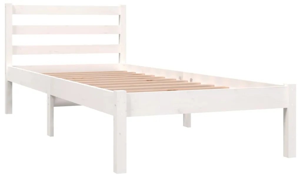 Estrutura de cama pequena solteiro 75x190cm pinho maciço branco