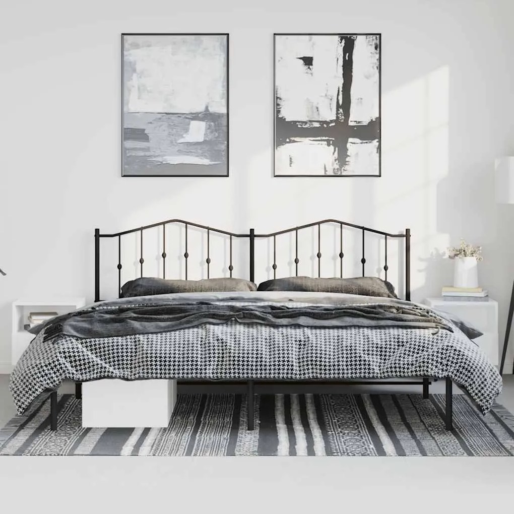 Estrutura de cama com cabeceira 183x213 cm metal preto