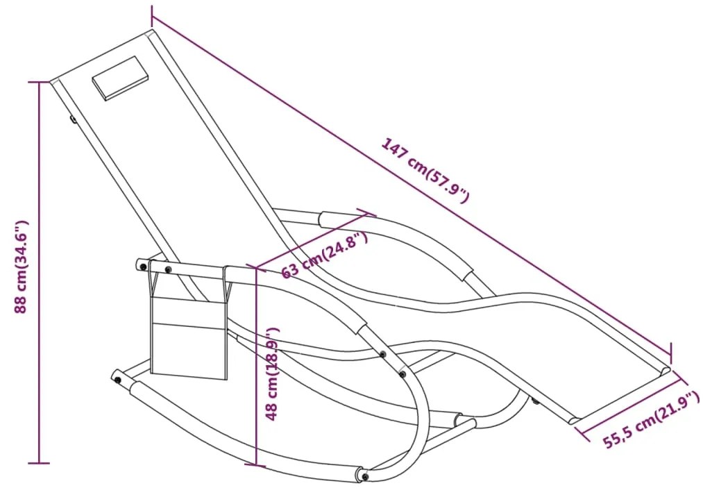 Espreguiçadeiras baloiço 2 pcs aço e textilene cinzento