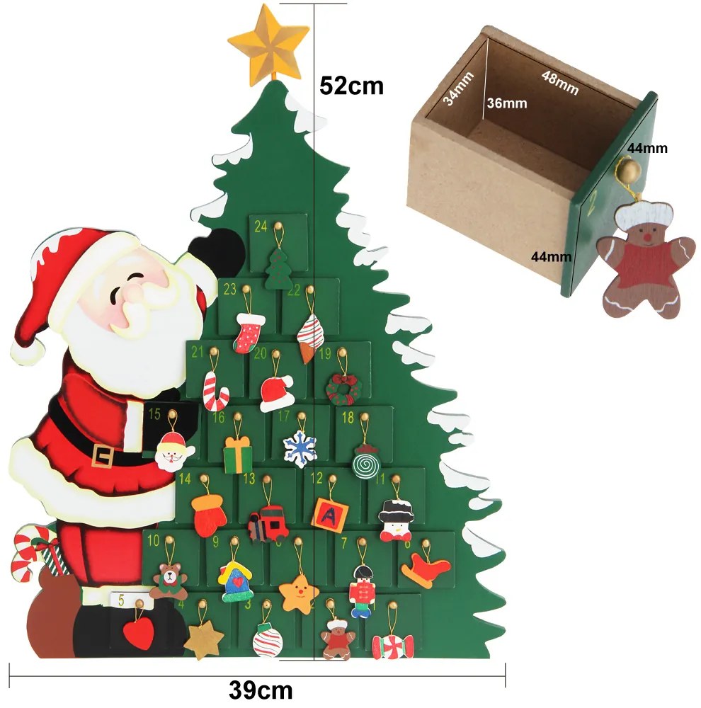 Calendário do Advento Pai Natal 39 x 6 x 52 cm Multicolorido