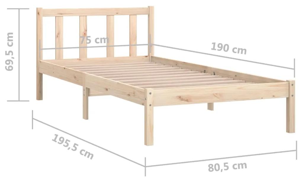 Estrutura de cama pequena solteiro 75x190 cm pinho maciço