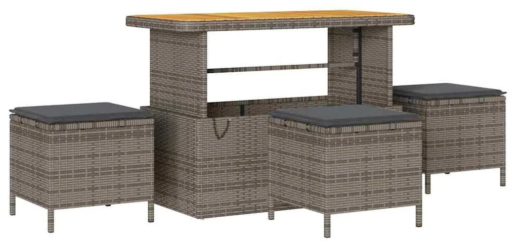 Conjunto de Sofá de Jardim de 9 Peças com Almofadas Cinza Rattan PE Ac
