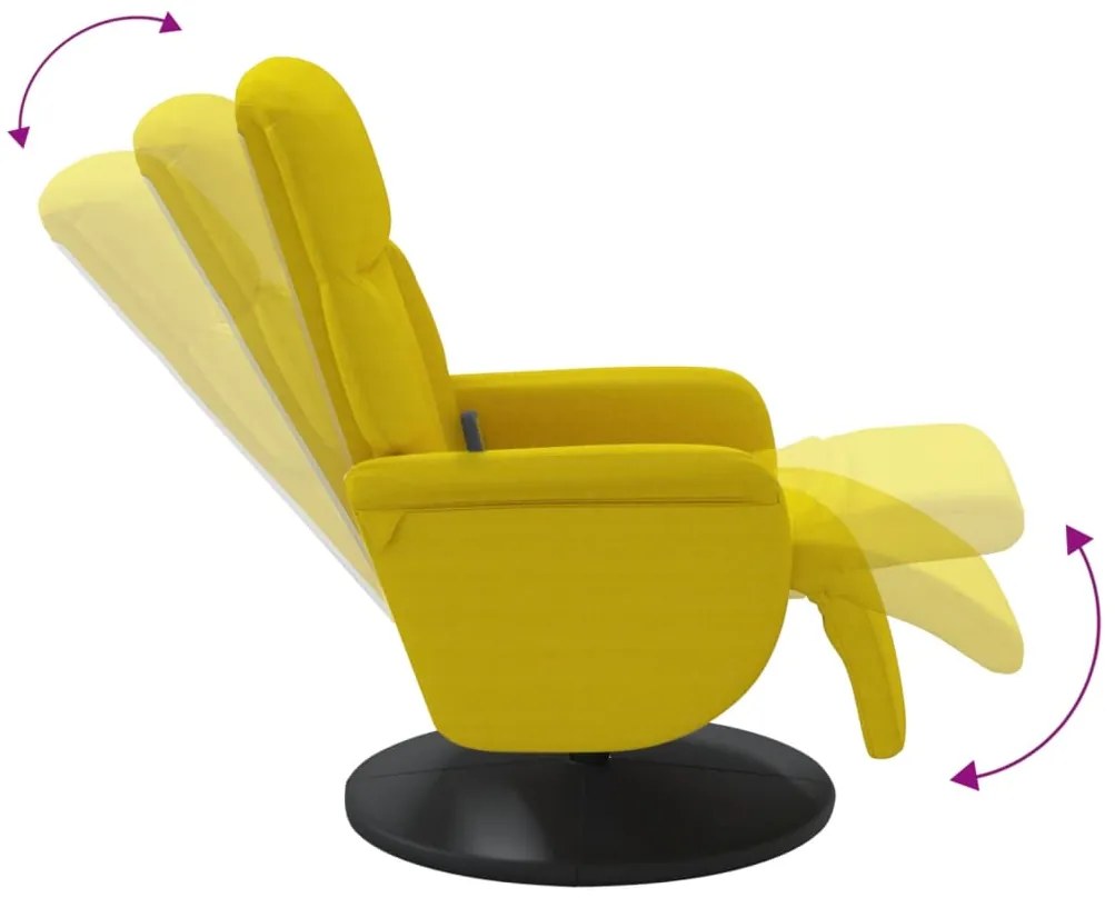 Cadeirão de massagens reclinável c/ apoio de pés veludo amarelo