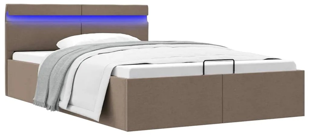vidaXL Estrutura cama hidrául.+ LED 120x200cm tecido cinza-acastanhado