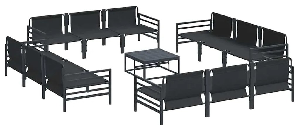 Conjunto de Sofá de Jardim 13 pcs Cinzento-escuro Aço