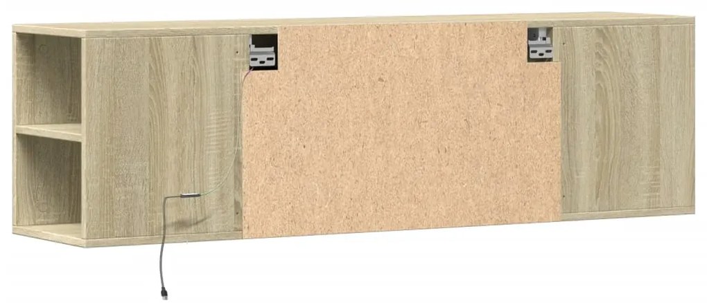 Móvel de parede p/ TV c/luzes LED 135x31x39,5cm carvalho sonoma