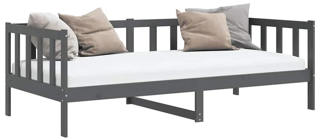 Sofá-cama 90x200 cm madeira de pinho maciça cinzento