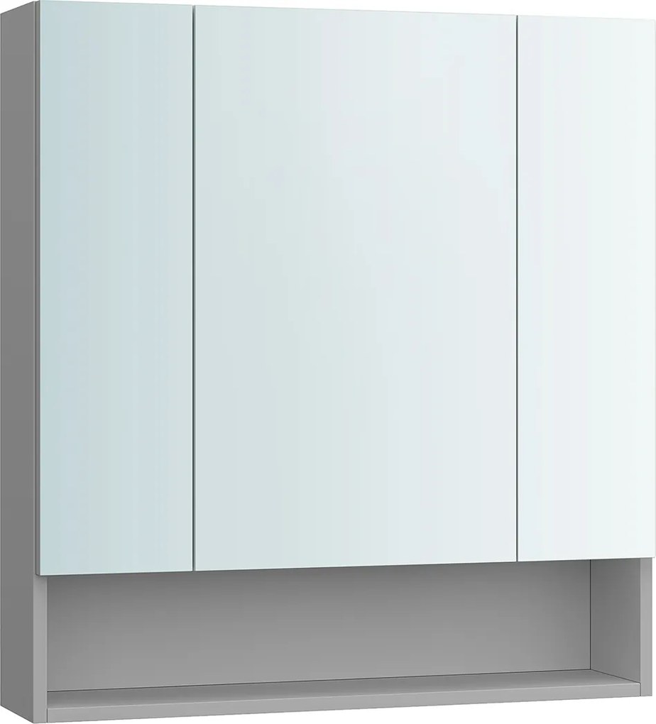 Armário de casa de banho parede com 3 portas 16,5 x 70 x 75 cm Cinzento