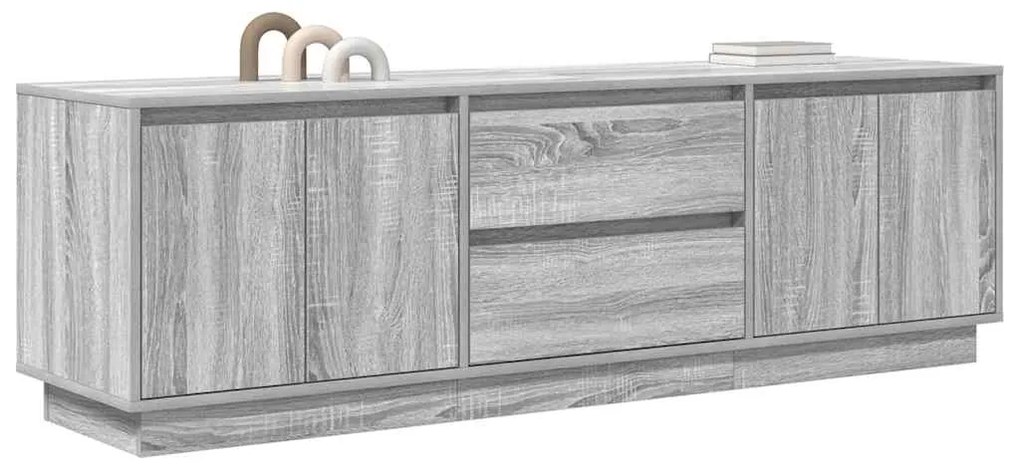 Móvel de TV com luzes LED 160,5x41x50 cm cinzento sonoma