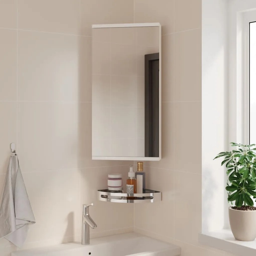 vidaXL Armário espelhado de canto p/ casa de banho 30x24x60 cm branco