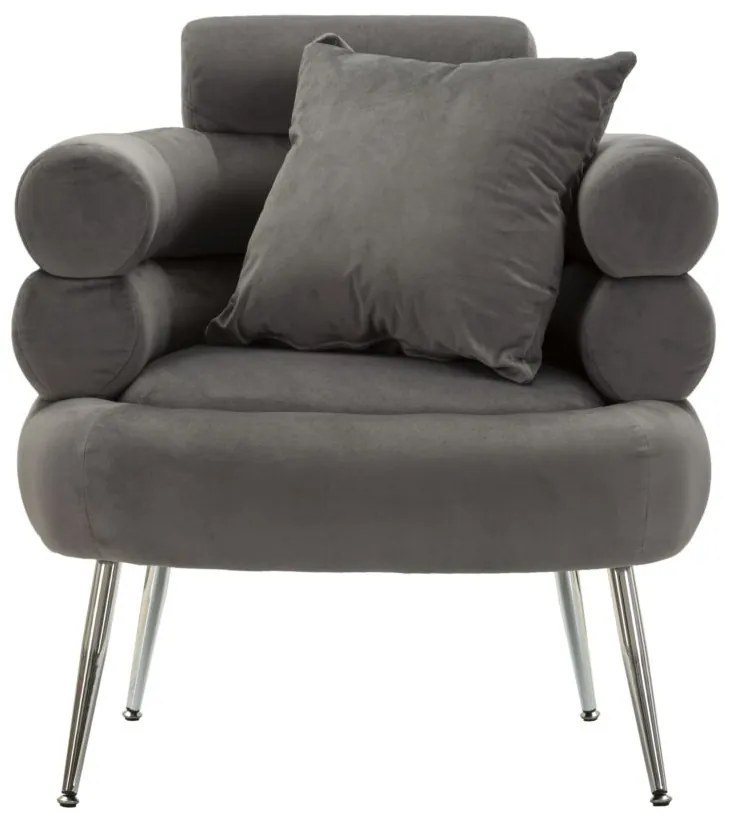 POLTRONA SILVERY PLUS COM ALMOFADA CINZENTA 78X68X85 CM