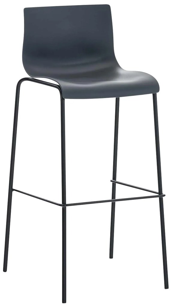 Conjunto de 2 bancos de bar Hoover em plástico e com estrutura preta 43 x 100 x 48 cm Cinzento