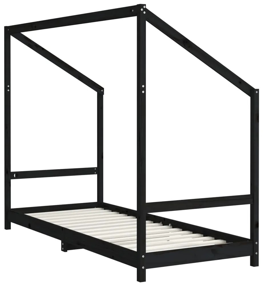 Estrutura de cama infantil 2x(80x200) cm pinho maciço preto