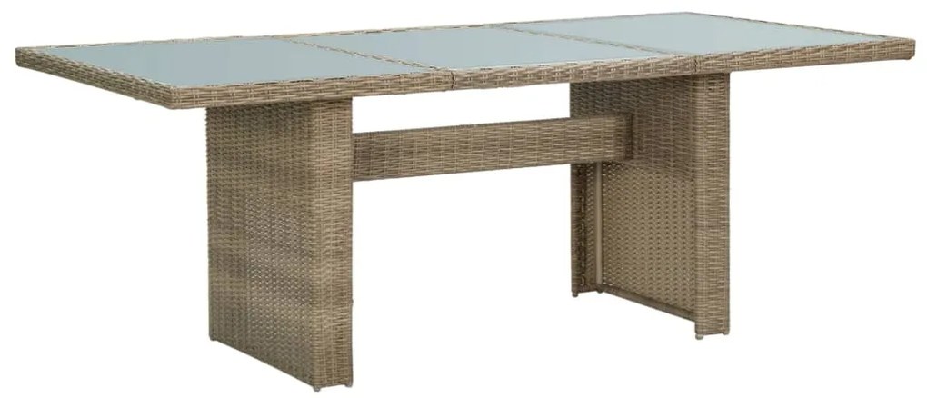 7 pcs conjunto de jantar para jardim vime PE castanho
