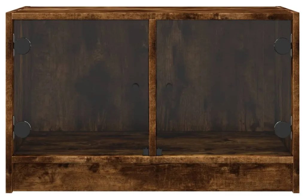 Móvel de TV c/ portas de vidro 68x37x42 cm carvalho fumado