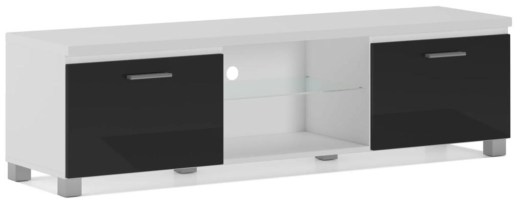 Móvel de TV, em verniz branco ou preto brilhante Tamanho: 150x40x42cm